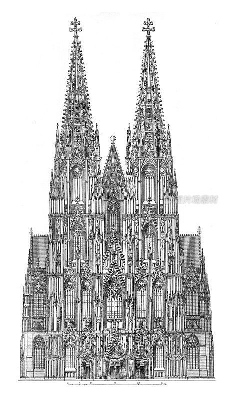 科隆大教堂西区19世纪的插图