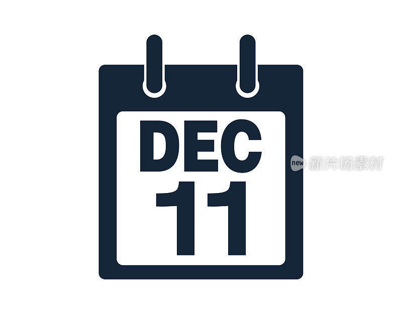 12月11日日历图标股票矢量插图