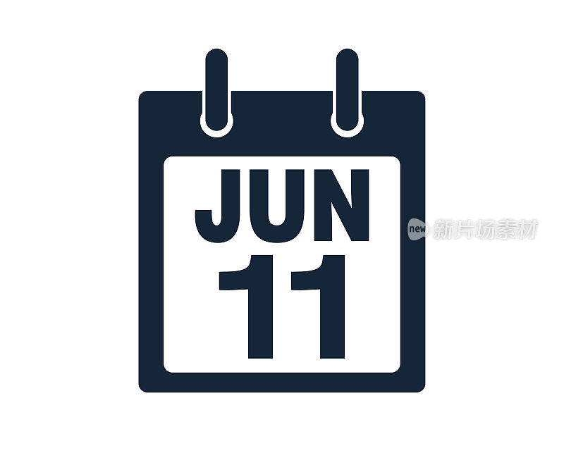 6月11日日历图标股票矢量插图