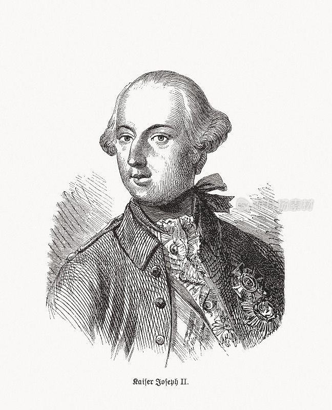 约瑟夫二世(1741-1790)，神圣罗马皇帝，木刻，1893年出版