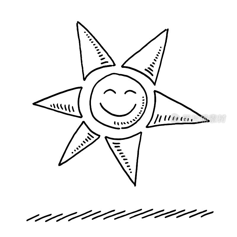 可爱的微笑太阳符号画