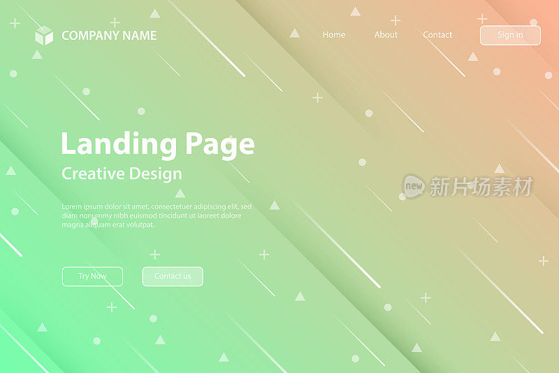 登陆页面模板-抽象设计与几何形状-时髦的绿色梯度