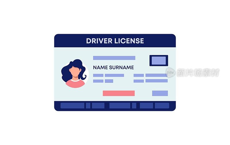 驾驶执照的横幅。具有字符识别签名的车辆驾驶文件。