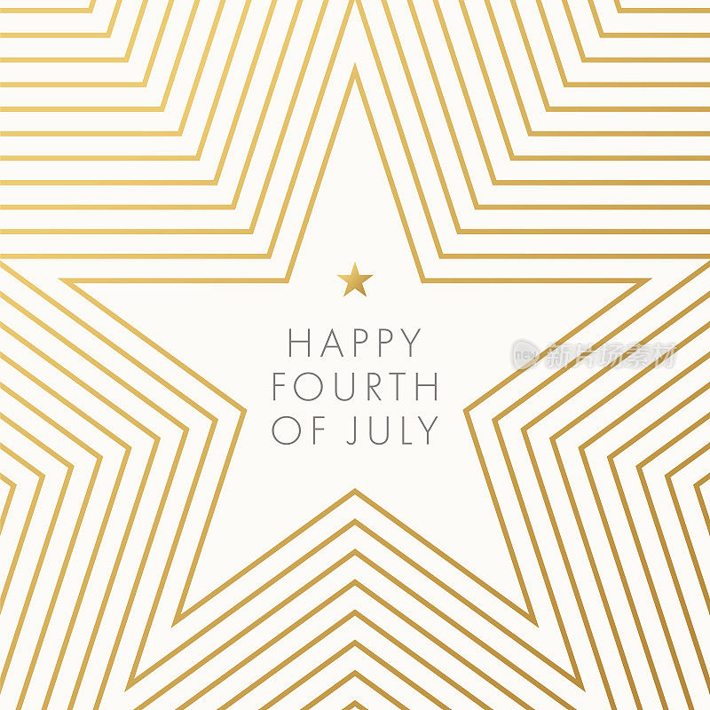 7月4日美国独立日快乐。美丽的现代贺卡与星星。