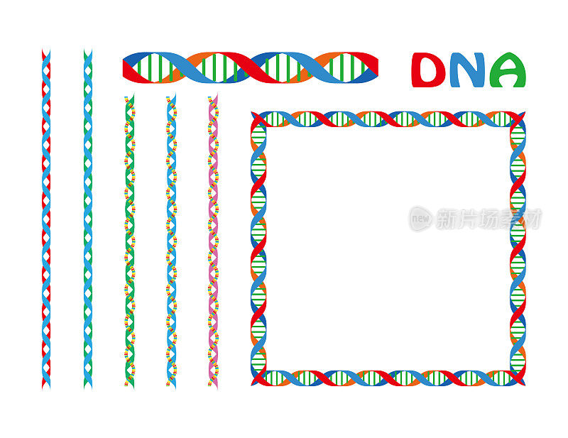 背景材料DNA基因设计插图，一组直线和框架。向量