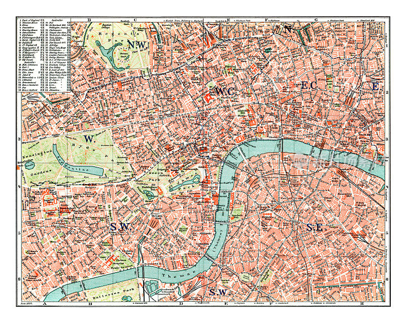 1896年英国伦敦古地图