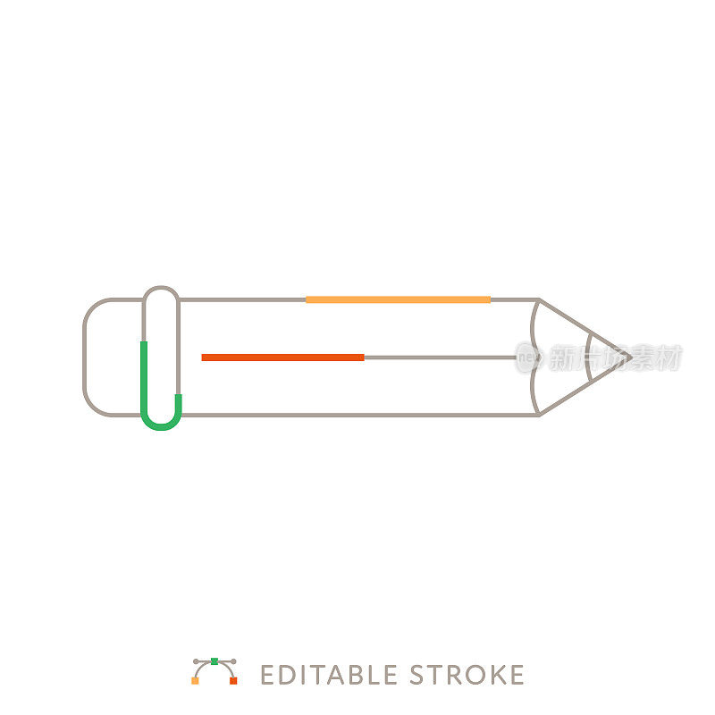 铅笔多色线图标与可编辑的Stroke