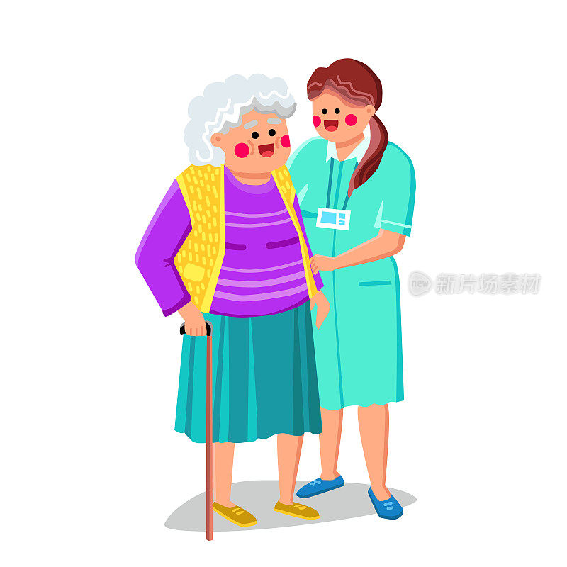 照顾者帮助老年向量