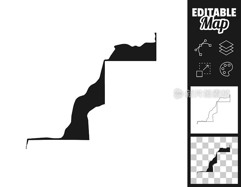 撒哈拉阿拉伯民主共和国地图设计。轻松地编辑