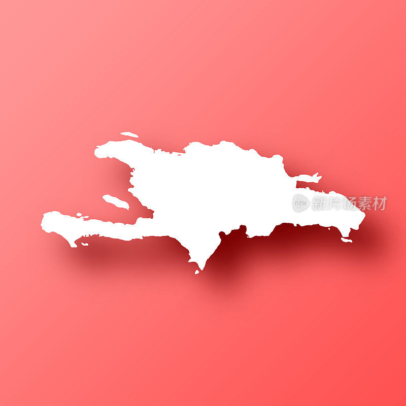 伊斯帕尼奥拉岛地图红色背景与阴影