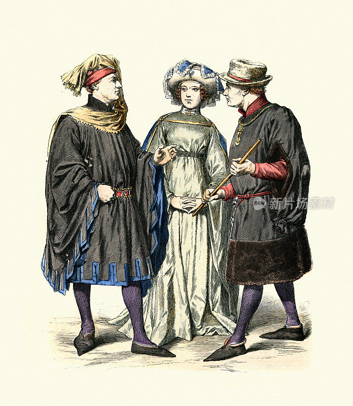 荷兰中世纪服装，荷兰男人和女人1470年至1485年，时尚史