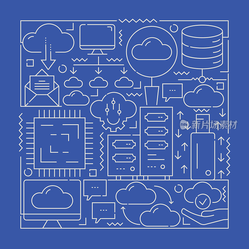 云计算概念。设计是可编辑的，颜色可以改变。