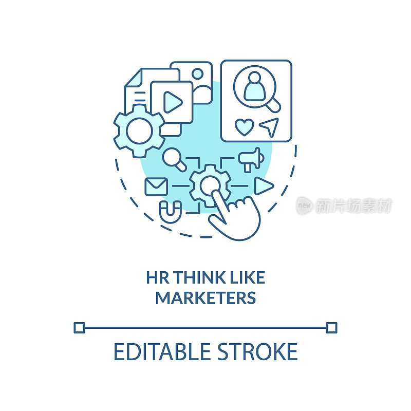 HR认为像营销人员的蓝绿色概念图标