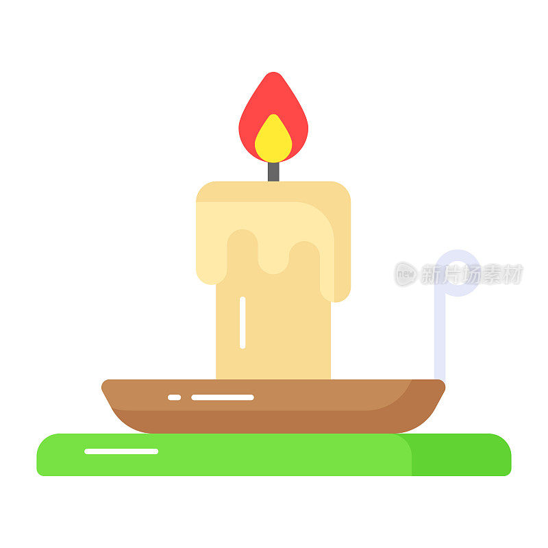 矢量燃烧的蜡烛盘在现代风格，创意设计的图标