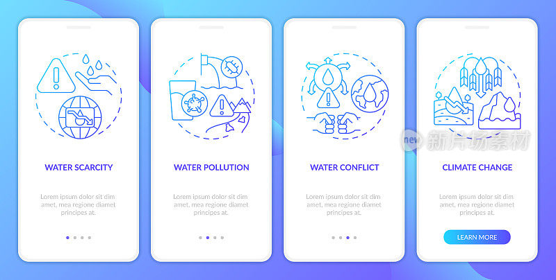水源威胁蓝色渐变在手机上的手机应用程序屏幕