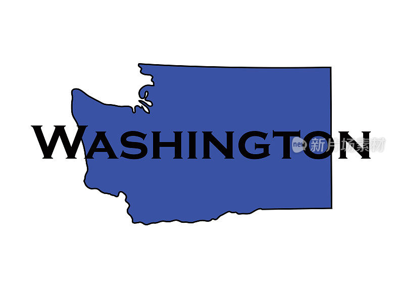 政治上自由的蓝色州华盛顿州的地图轮廓。