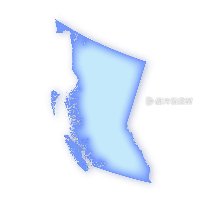 不列颠哥伦比亚省，加拿大软蓝色矢量地图插图