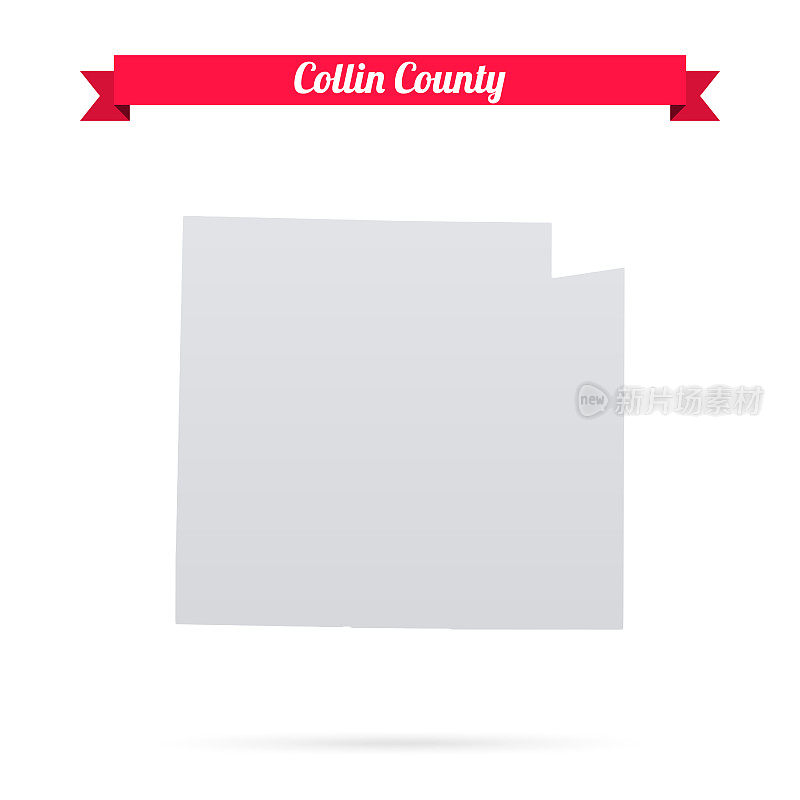 科林县，德克萨斯州。白底红旗地图