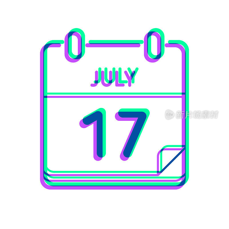 7月17日。图标与两种颜色叠加在白色背景上