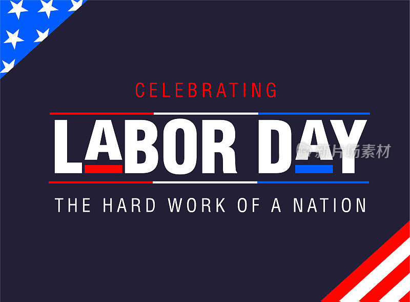 劳动节快乐庆祝美国长周末九月假期网页横幅设计蓝色背景