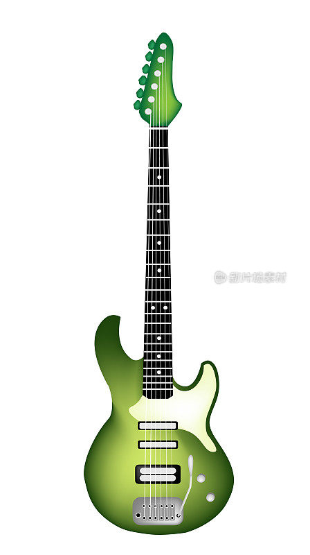 美丽的绿色电吉他在白色的背景