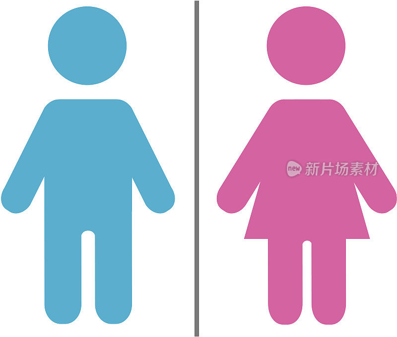 简单的蓝色和粉色男女符号