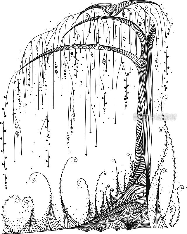 悲伤的柳树插图