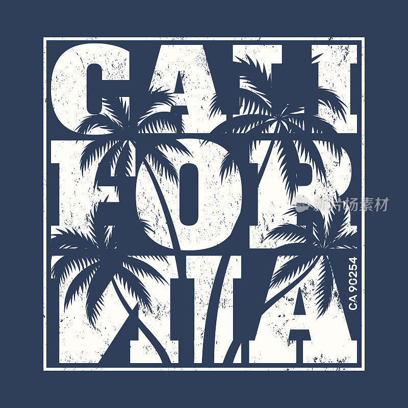 印有棕榈树的加州t恤。