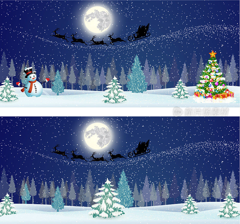 可爱的雪人在夜空的背景