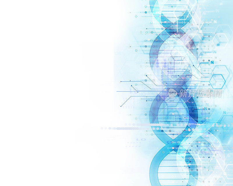 蓝色DNA分子抽象技术背景
