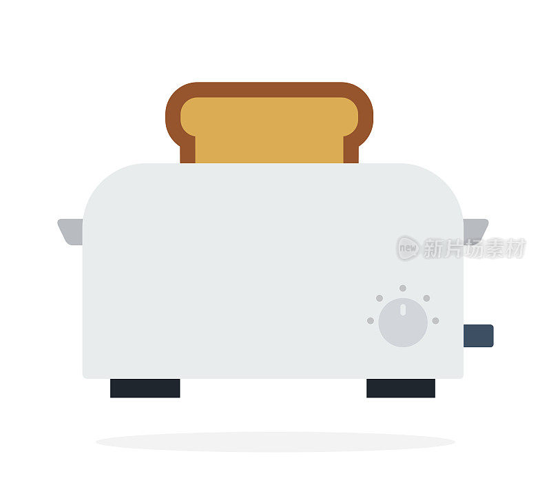 烤面包机与面包矢量平面隔离