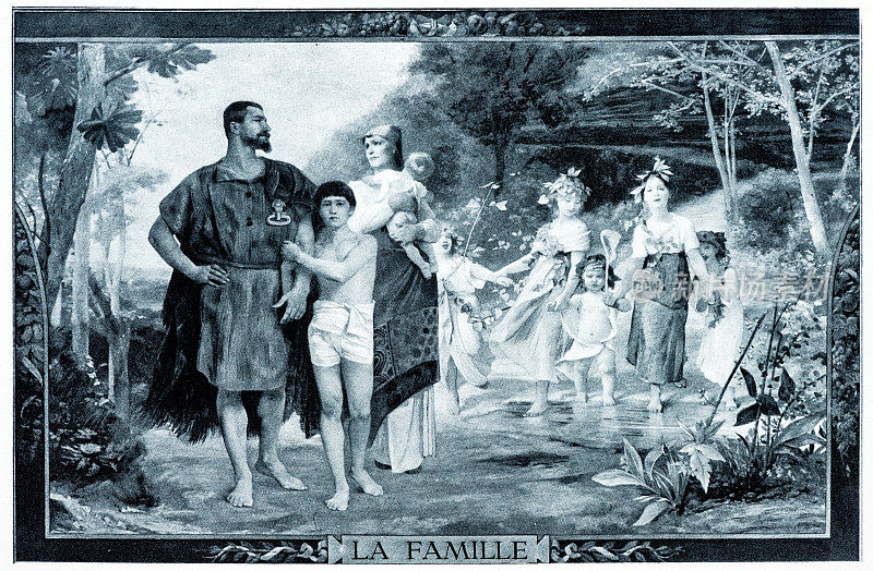 利维的“家庭”古董插图