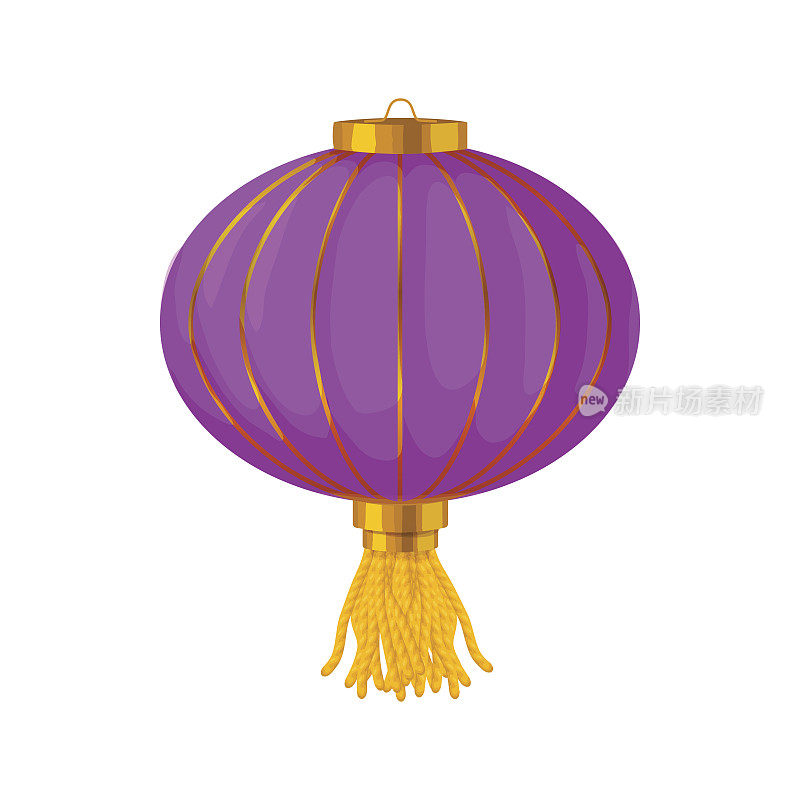 紫色的中国纸灯笼图标，卡通风格