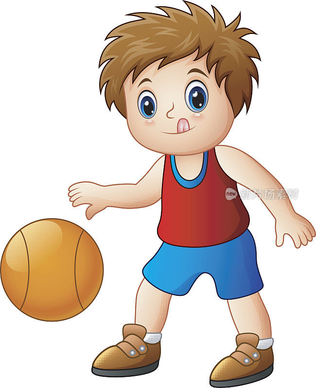 卡通男孩打篮球