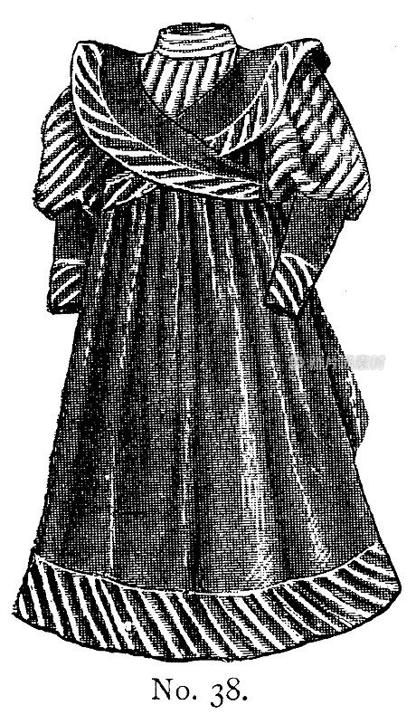 19世纪儿童高领羊腿袖的服饰时尚盘;维多利亚时代的服装和最新时装1893年