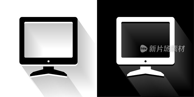 电脑显示器黑白长影图标