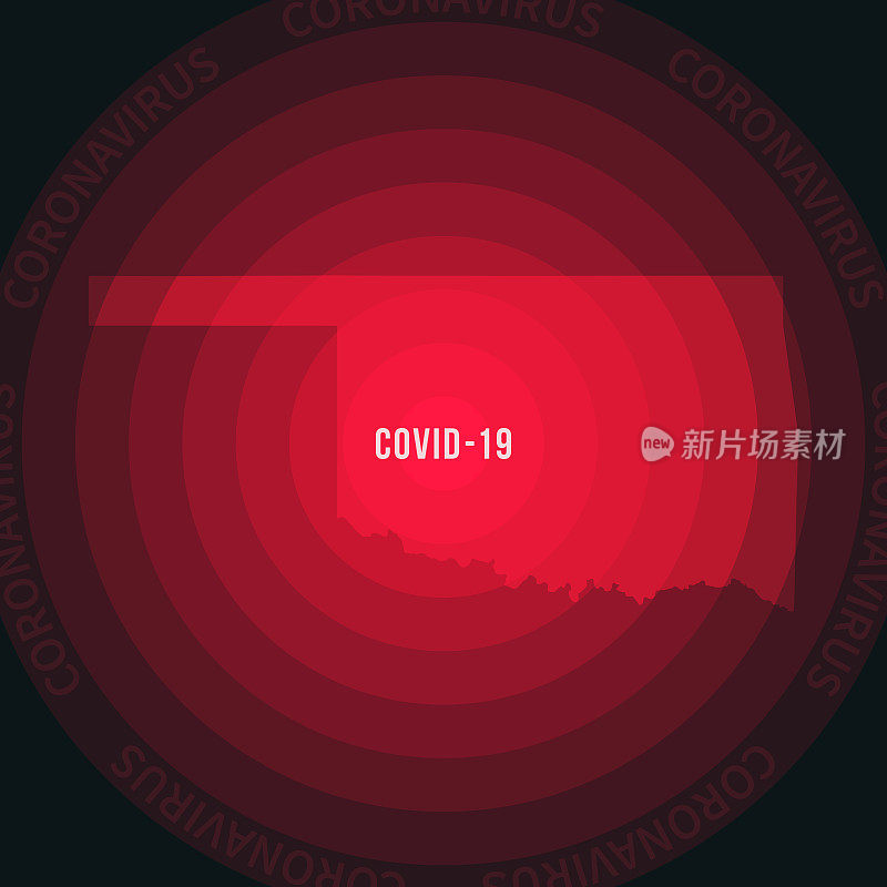 俄克拉荷马州COVID-19传播地图。冠状病毒爆发