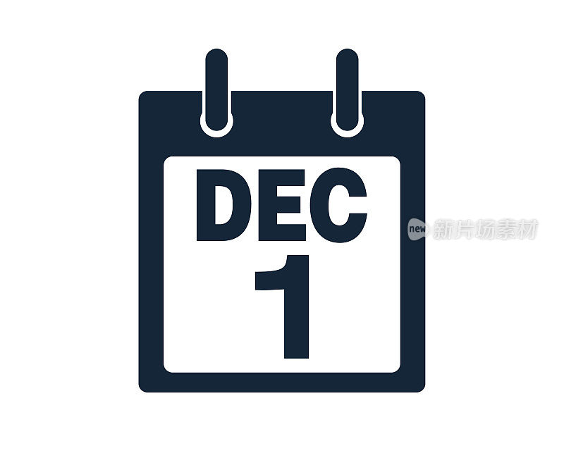 12月1日日历图标股票矢量插图