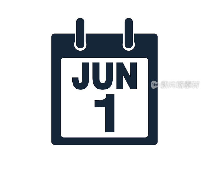 6月1日日历图标股票矢量插图