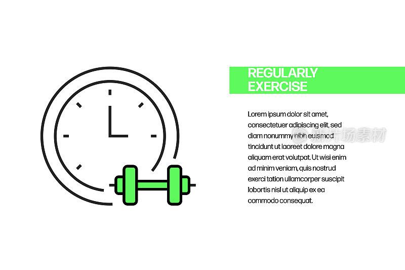 定期锻炼平面线图标，轮廓矢量符号插图。