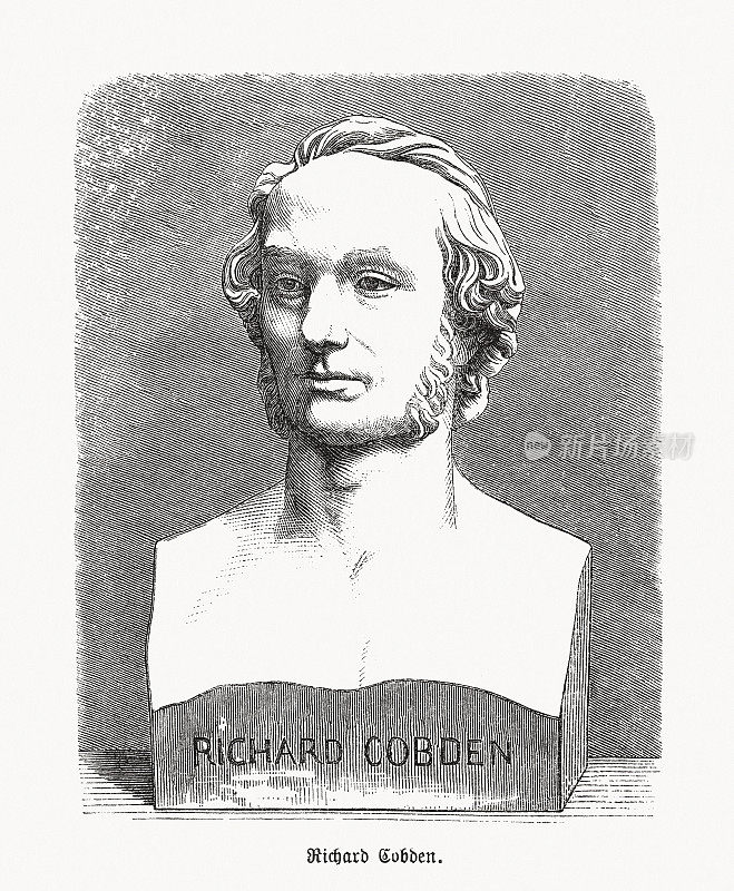 理查德·科布登(1804-1865)，英国企业家，木刻，1893年出版