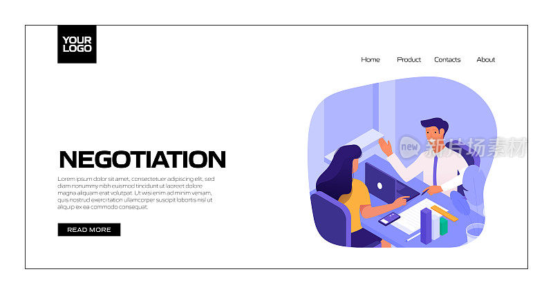 谈判概念矢量插图的着陆页模板，网站横幅，广告和营销材料，在线广告，业务演示等。