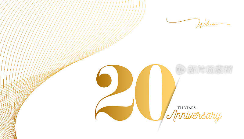 周年标志模板孤立，周年图标标签，周年标志股票插图。周年祝福模板与金色手印。