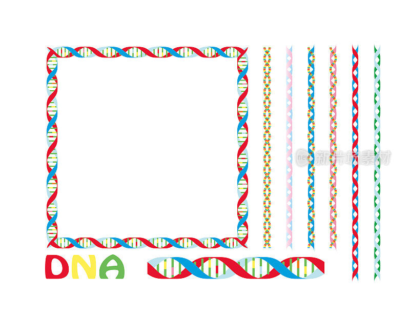 背景材料DNA基因设计插图，一组直线和框架。向量