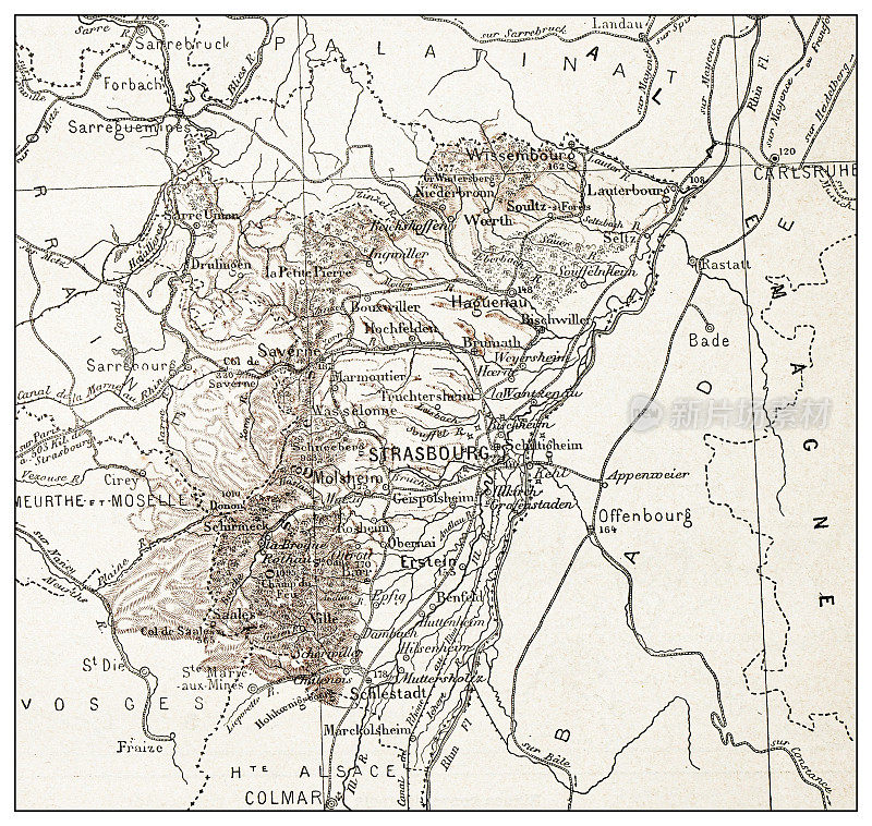法国巴斯阿尔萨斯古地图(département)