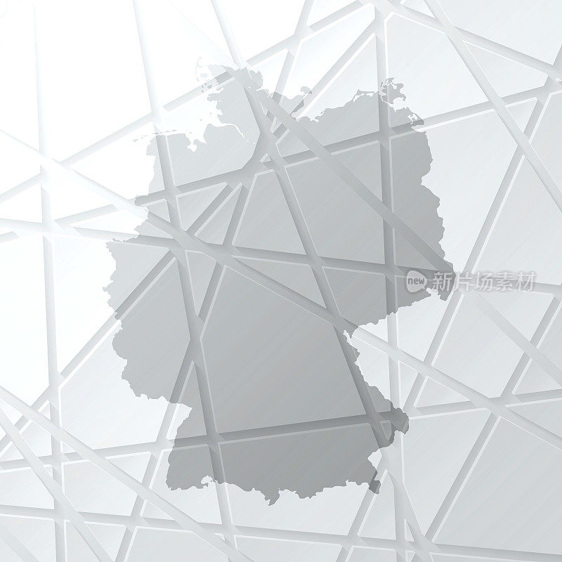 德国地图与网状网络在白色背景