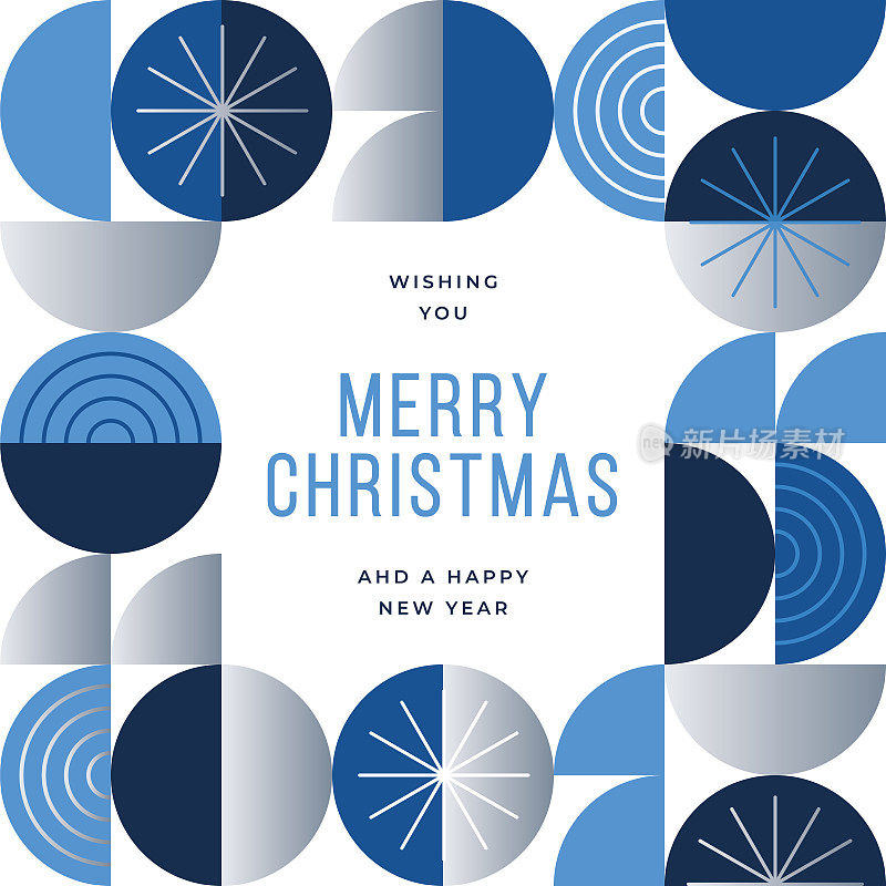 快乐的节日贺卡与现代几何背景。