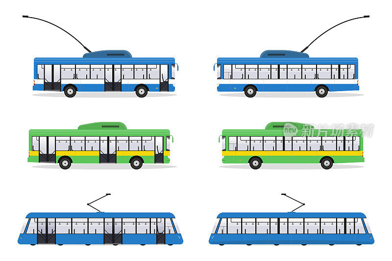 公共交通:有轨电车，公共汽车，无轨电车