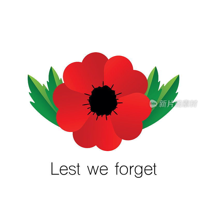 阵亡将士纪念日也被称为罂粟节或停战日:极少的罂粟花和文字以免我们忘记。向量股票插图