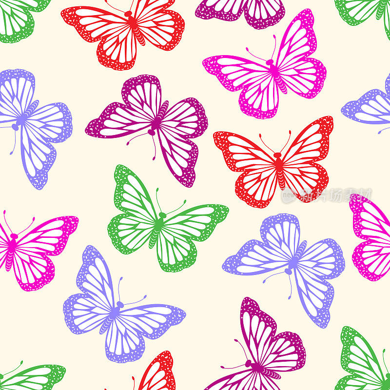 蝴蝶无缝图案。